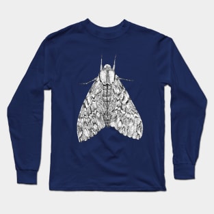 Black & white moth butterfly drawing - Privet Hawk Moth (Psilogramma menephron) Long Sleeve T-Shirt